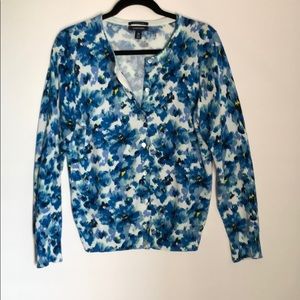 Land’s End Floral Supima Cotton Cardigan Sweater